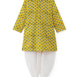 Babyhug 100% Cotton Woven Full Sleeves Kurta and Dhoti Set Floral Print - Yellow-picture-34