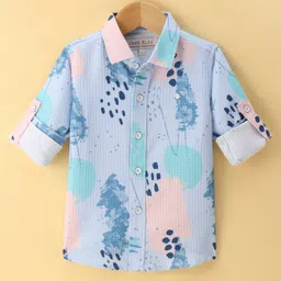 Jash Kids Cotton Woven Full Sleeves Printed Shirt - Light Blue-picture-23