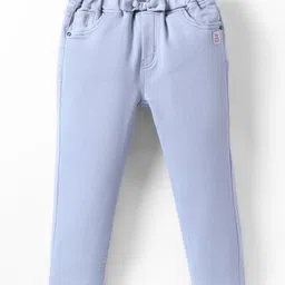 Olio Kids Cotton Woven Full Length Solid Color Trouser With Bow Applique - Grey-picture-16