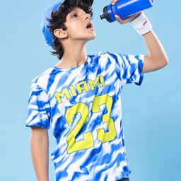 Pine Active Knit Half Sleeves Printed T-Shirt - Blue & White-picture-26