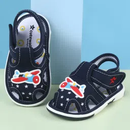 Cute Walk by Babyhug Sandals With Velcro Closure & Aeroplane Applique - Light Blue-picture-19
