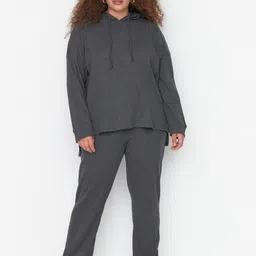 Trendyol Ribbed Hooded Sweater & Trousers Co-Ord Set image 1