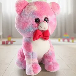 Babyhug Glitter Eyes Rainbow Cat Soft Toy Pink - Height 38 cm image 2