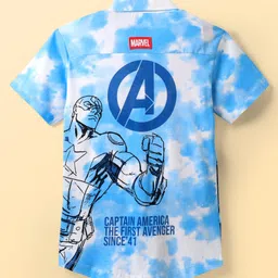 Pine Kids Marvel Single Jersey Knit Half Sleeves Tie & Dye Shirt With Front & Back Avengers Graphics - Blue image 3