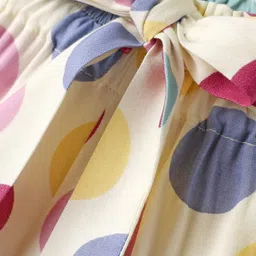 CrayonFlakes Rayon Knit Polka Dots Printed Belted Palazzo - Off White image 4