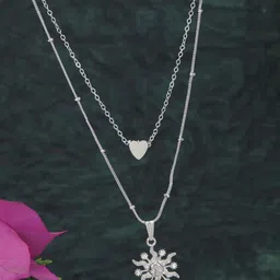 V FASHION JEWELLERY Silver-Plated Handcrafted Necklace image 2