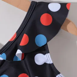 Pine Kids Sleeveless  Frock Swimsuit with Polka Dots Print - Black image 5