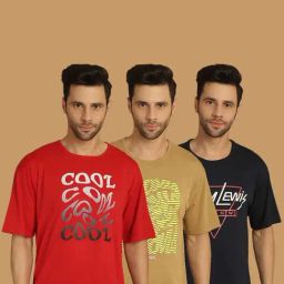 Vimal Jonney Multicolor Regular Fit Printed Crew T-Shirt - Pack of 3-picture-11