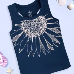 Kiddopanti Girls Teal Blue Printed Top-picture-16