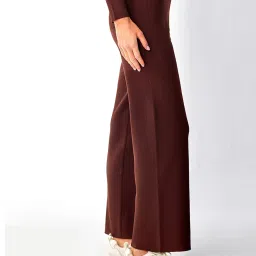 Cover Story Brown Flare Fit Mid rise Trousers image 3