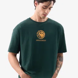 The Souled Store Green Loose Fit House Of Dragon Print Oversized T-Shirt image 3