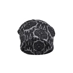 iSWEVEN Unisex Black & Grey Printed Cotton Beanie image 2