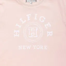 Tommy Hilfiger Girls Pink Solid Regular Fit Polo T-Shirt image 3