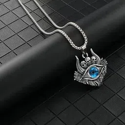 P. R. PRINTS Stainless Steel Silver-Plated Evil Eye Pendants With Chains-picture-36
