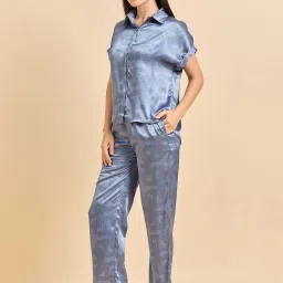 Sweet Dreams Blue Printed Shirt Pyjamas Set image 3