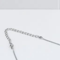 Anvik Rhodium-Plated American Diamond Stone-Studded Necklace With Earrings image 2