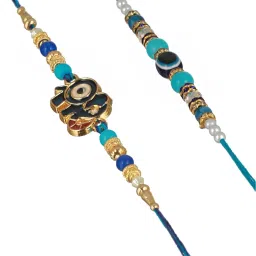 Saraf RS Jewellery Evil Eye Designer Rakhi with Roli Chawal - Set of 2 image 3