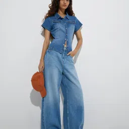 nuon women Nuon by Westside Light Blue Faded Relaxed Fit Mid-Rise Jeans image 3