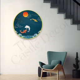 The Castle Decor Green & Orange Fishes Sparkle Wooden Wall Art-picture-21