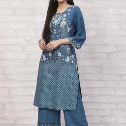 Rangriti Blue Printed Straight Kurta-picture-31