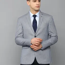 Louis Philippe Light Blue Striped Notched Lapel Blazer-image-22