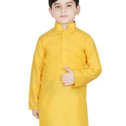 SG Yuvraj Kids Yellow Solid Kurta-picture-8