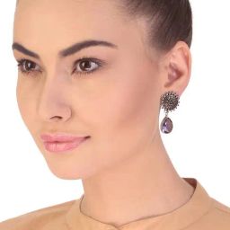 Imli Street Purple & Golden Drop Earrings-picture-21