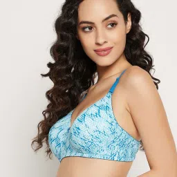 Clovia Blue Printed T-Shirt Bra image 3
