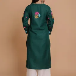 House of Kari Falak Kashmiri Long Kurta  Green image 3