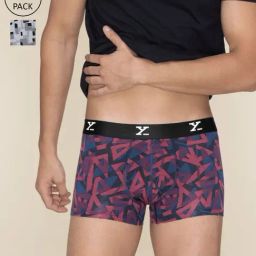 XYXX Triad Red & Boxy Grey Slim Fit Printed Trunks - Pack Of 2-picture-22