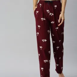 Kryptic Maroon & Black Printed Pure Cotton Elasticated Waist Band Regular Fit Pyjamas - Pack of 2 image 3