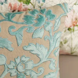 Pure Home and Living Blue Cotton Appliqued Cushion Cover image 3