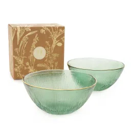 Pure Home and Living Dark Green Glass Radial Serving Bowls (0.5 L) - Set of 2 image 3