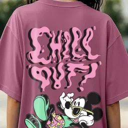 Bewakoof Women's Purple Chill Out Graphic Printed Oversized T-Shirt image 3