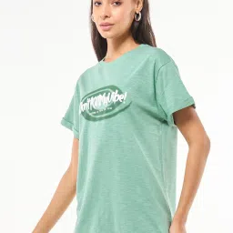 Bewakoof Green Printed Cotton T-shirt image 3
