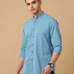 CAVALLO by Linen Club Blue Contemporary Fit Shirt image 3