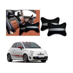 Auto Pearl Black Silver Strip Car Neck Cushion/Neck Pillow Compatible with Fiat 500 Abarth-picture-18