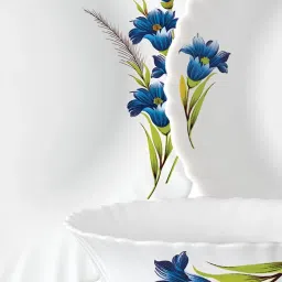 Larah by Borosil Nina Fluted White Opalware 21 Pieces Dinner Set image 3