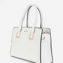 Allen Solly White Solid Medium Handbag image 3