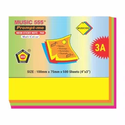 Music 555 Prompt-Me Sticky Note Pad 100x75 mm Neon Multi Color Color 500 Sheets, NMP-504 (Pack 1 Pcs)-image-51