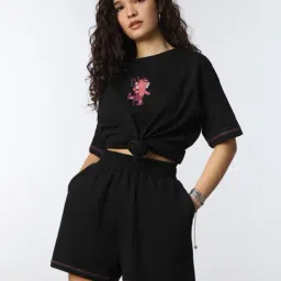 The Souled Store Black Cotton Regular Fit Shorts image 4