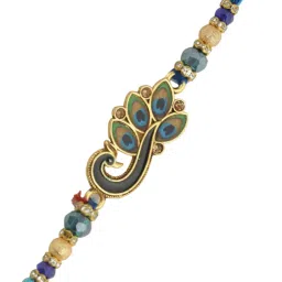 Aapno Rajasthan Royal Peacock Feather Beaded Rakhi image 3