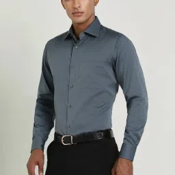 Allen Solly Grey Cotton Regular Fit Checks Shirt image 3