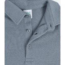 MINIKLUB Boys Grey Self Design Full Sleeves Polo T-Shirt image 3