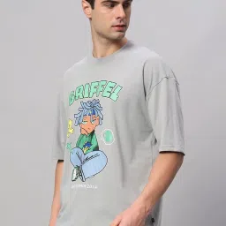 Griffel Grey Cotton Loose Fit Printed T-Shirt image 3