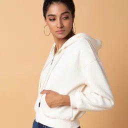 showoffff SHOWOFF Cream Regular Fit Hoodie image 3