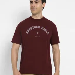 American Eagle Maroon Regular Fit Logo Printed T-Shirt-picture-21