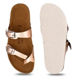 hoversoul Hoversole Women's Kayla Rose Gold Cork Cross Strap Sandals image 5