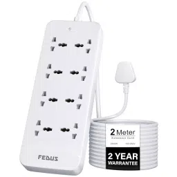 FEDUS Extension Board Cord 2 m Cable Length 2500 W 8 Universal Sockets with MOV, OLP Protection 3 Core-image-53