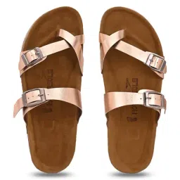 hoversoul Hoversole Women's Kayla Rose Gold Cork Cross Strap Sandals image 4